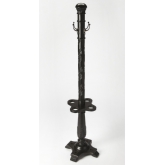 Laird Coat Rack with Umbrella Holder in Black Licorice Finish Wood