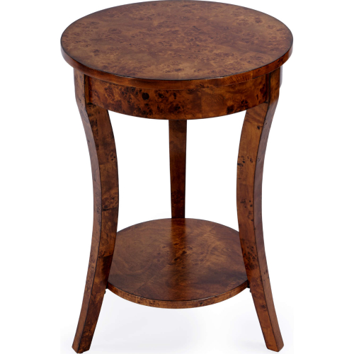 Holdin 18" Round Side Table in Light Brown Burl Wood