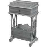 Cummings Storage End Side Table in Gray Wood
