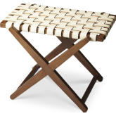 Cipriani Luggage Rack in Wood & White Leather