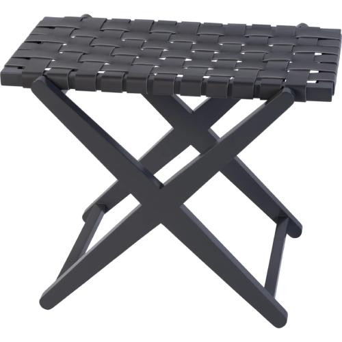 Cipriani 24"W Luggage Rack in Gray Leather & Wood