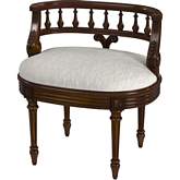 Hathaway 22.5" Vanity Seat in Antique Cherry Brown Finish & Cream Fabric