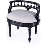 Hathaway 22.5" Vanity Seat in Black Licorice Finish & Cream Fabric