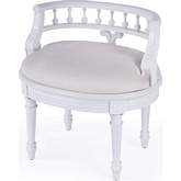 Hathaway 22.5" Vanity Seat in Cottage White Finish Wood & Cream Fabric