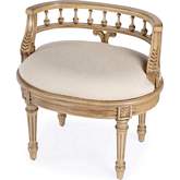 Hathaway 22.5" Vanity Seat in Antique Beige Finish & Cream Fabric