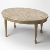 Clayton Oval Coffee Table in Driftwood Finish Wood