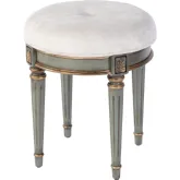 Bernadette Round Vanity Stool in Green Wood & Cream Fabric