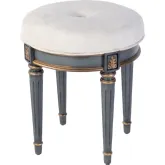 Bernadette Round Vanity Stool in Blue Wood & Cream Fabric