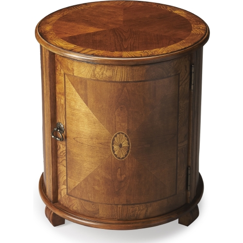 Lawrie 20" Drum Side Table in Olive Ash Brown Finish