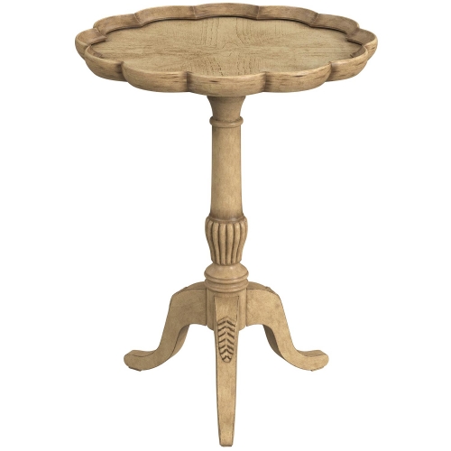 Dansby Pedestal Side Table in Antique Beige Finish Wood