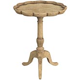 Dansby Pedestal Side Table in Antique Beige Finish Wood