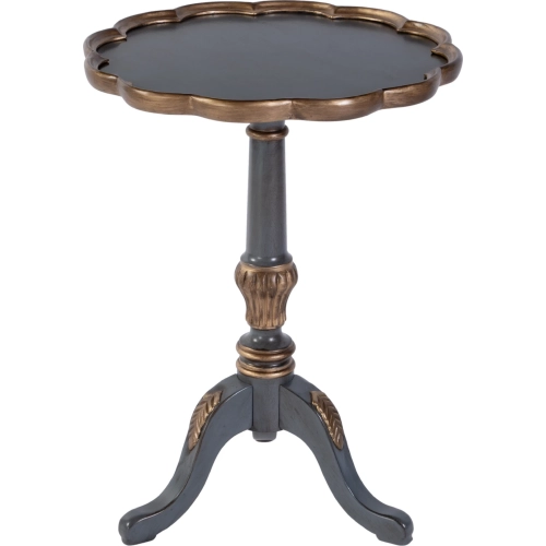 Dansby 20" Round Scalloped Edge Pedestal Side Table in Blue Wood