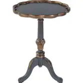 Dansby 20" Round Scalloped Edge Pedestal Side Table in Blue Wood