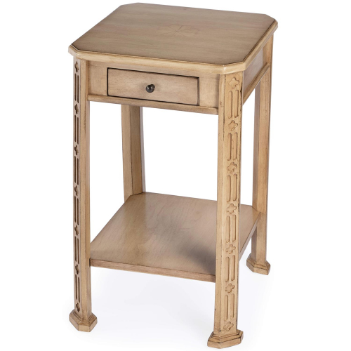 Moyer Side Table in Antique Beige Finish Wood