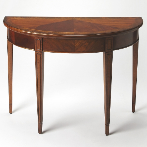 Hampton Olive Ash Burl Demilune Console Table