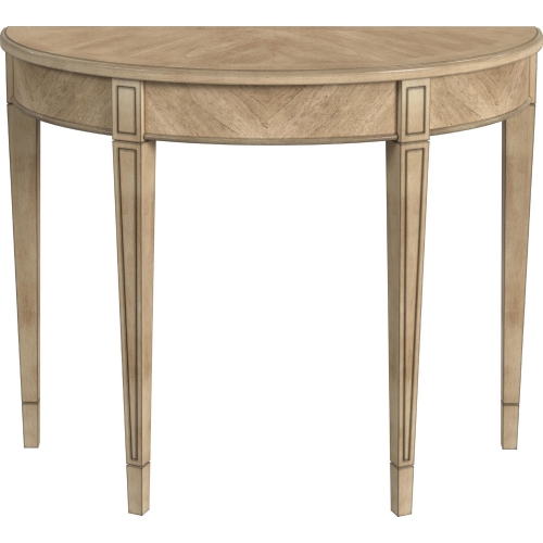 Hampton Demilune Console Table in Antique Beige Finish