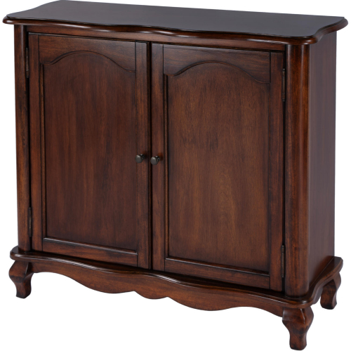 Leyden 36" 2 Door Accent Cabinet in Antique Cherry Brown Wood & Brass