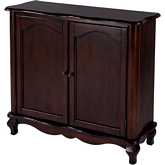 Leyden 36" 2 Door Accent Cabinet in Cherry Dark Brown Wood & Antique Brass
