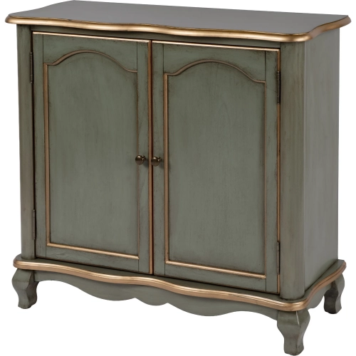 Leyden 36" 2-Door Accent Cabinet in Pastel Green & Gold