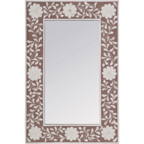 Vivienne 16"W x 24"H Horizontal or Vertical Wall Mirror in Pink & Beige Floral