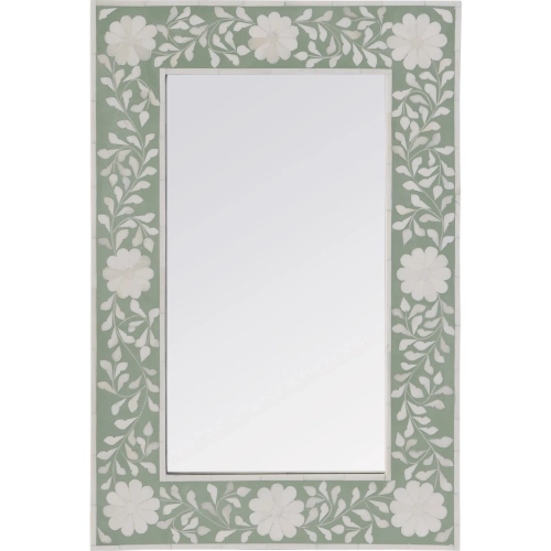 Vivienne 16"W x 24"H Horizontal or Vertical Wall Mirror in Green & White Floral