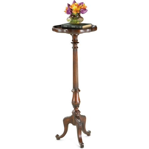 Chatsworth Pedestal Plant Stand in Cherry Dark Brown Finish