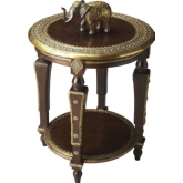 Artifacts Accent Table in Dark Brown Mango Wood & Brass Foil