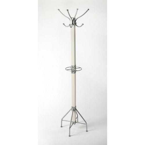Logan Square Coat Rack in White & Silver