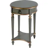 Jules 17.5" Round 1-Drawer End Table with Shelf in Pastel Green Wood