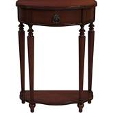 Ashby Demilune Console Table with Storage in Cherry Dark Brown Finish Wood