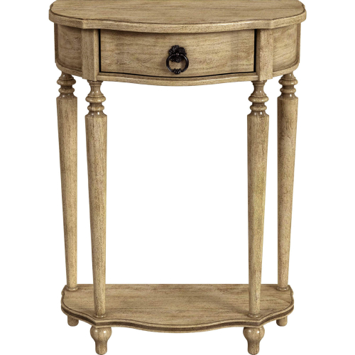 Ashby Demilune Console Table with Storage in Antique Beige Finish Wood
