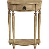 Ashby Demilune Console Table with Storage in Antique Beige Finish Wood