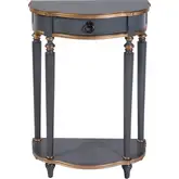Ashby Demilune 1-Drawer Console Table with Shelf in Pastel Blue & Gold Wood