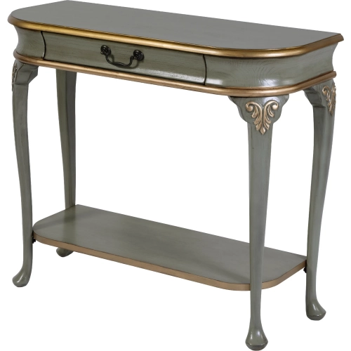 Ridgeland 36" 1-Drawer Console Table with Shelf in Distressed Pastel Green Wood
