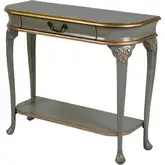 Ridgeland 36" 1-Drawer Console Table with Shelf in Distressed Pastel Green Wood