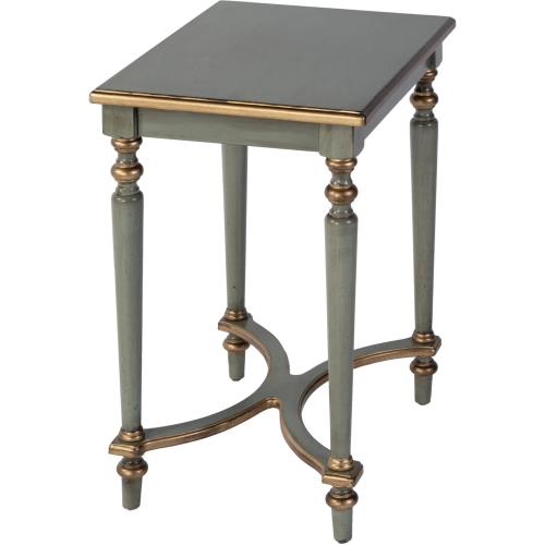 Tyler 18" Side Table with 4 Way Match Veneer Inlay in Pastel Green
