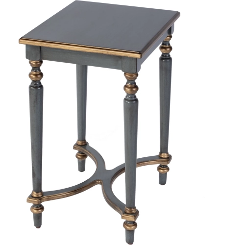 Tyler 18" Side Table with 4 Way Match Veneer Inlay in Pastel Blue