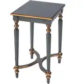 Tyler 18" Side Table with 4 Way Match Veneer Inlay in Pastel Blue