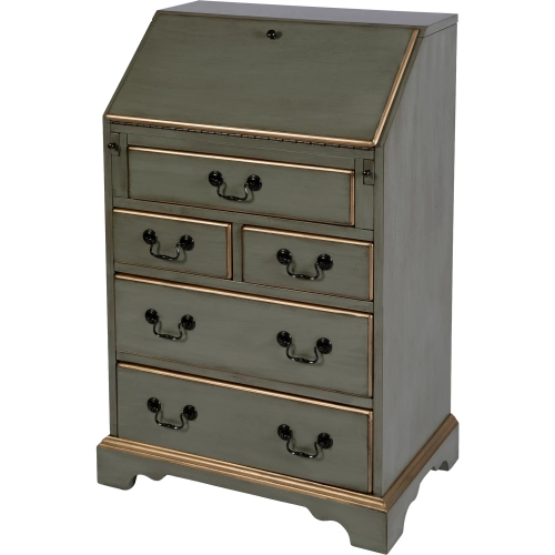 Danforth 5-Drawer Secretary Desk with Drop Front in Distressed Pastel Green
