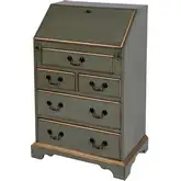 Danforth 5-Drawer Secretary Desk with Drop Front in Distressed Pastel Green