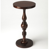 Camilla Pedestal Side Table in Cherry Dark Brown Finish Wood