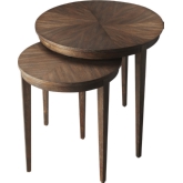 Lacey Round Nesting Side Tables in Cocoa Dark Brown (Set of 2)