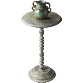 Artifacts Pedestal Accent Table in Gray Mango Wood