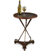 Heritage Accent Table in Wood, Resin & Brass