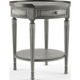 Sampson Side Table in Powder Gray Wood & Brass