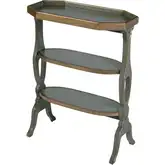 Hadley 22" Octagonal 3-Tier Side Table in Distressed Pastel Green Wood