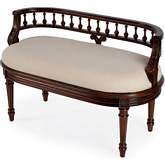 Hathaway 37" Bench in Cherry Dark Brown Finish & Cream Fabric