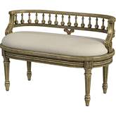 Hathaway 37" Bench in Antique Beige Finish & Cream Fabric