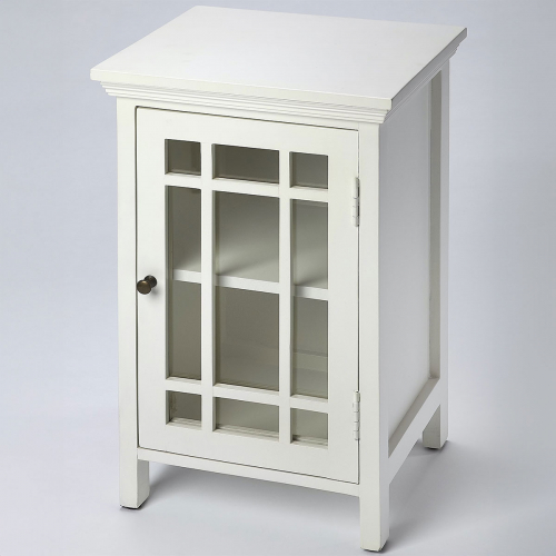 Baxter Chest Side Table in Gloss White & Glass