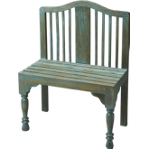 Roseland Blue Solid Wood Bench